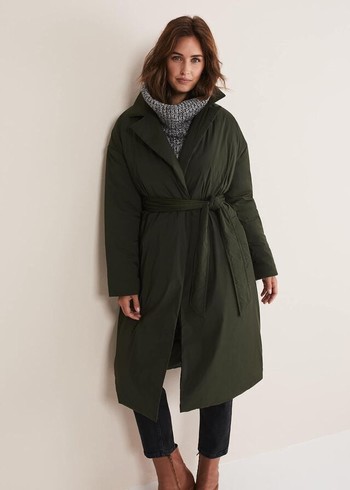 Phase Eight Erin Long Puffer Coats Green Australia | EQ8243971